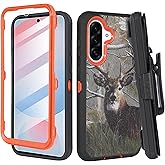 Thousandgear Compatible for Samsung Galaxy A56 5G Case, Built in Screen Protector, Rugged & Durable, with Port Protection, Includes Belt Clip Holster Clip Kickstand (Deer)