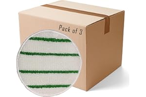 DIRECT MOP SALES, INC. Commercial Grade Low-Profile Synthetic Carpet Bonnet with Scrubber Strips - 19 Inch - 3-Pack