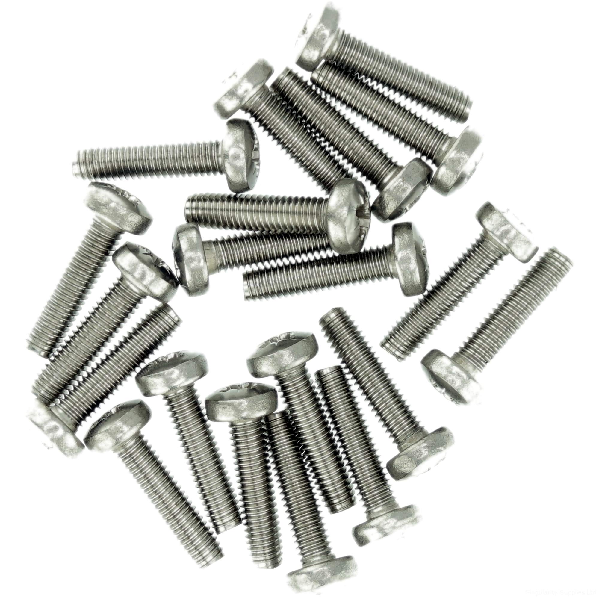 M4 (4mm x 20mm) Pozi Pan Thread Rolling Screw - Stainless Steel (A2) (Pack of 20)