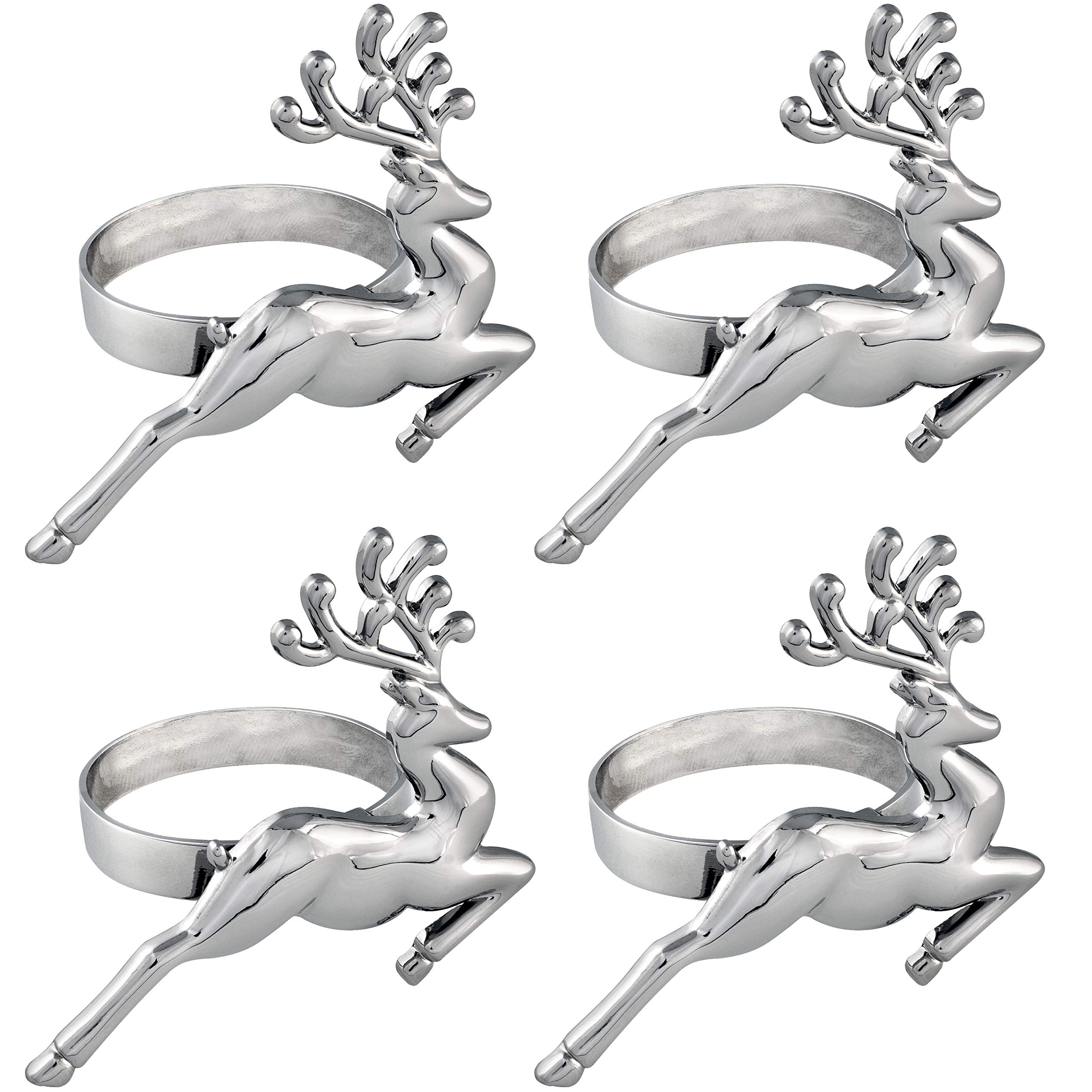 WeRChristmas Set of 4 Reindeer Napkin Holders, Multi-Colour, 7cm