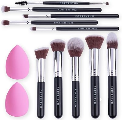 PORTENTUM Makeup Kit 12Pcs Premium Synthetic Kabuki Brushes Set Foundation