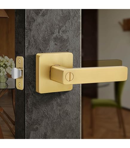 oquin Round Ball Style Passage Brushed Gold Door Knob, No Lock Interior Door Knob, Keyless