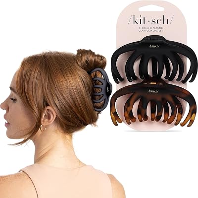 Kitsch Octopus Hair Clips Large Claw Clips 2 Pack Black & Tortoise
