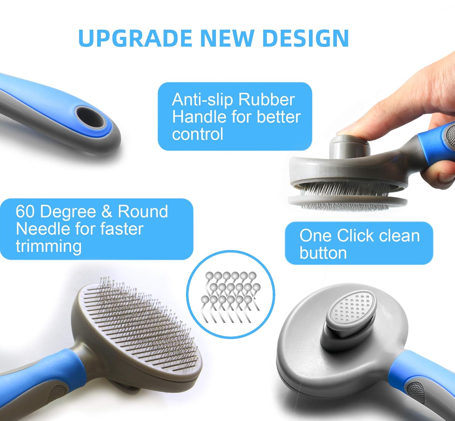 Dog Hair Brush Self Clean Pet Slicker Brush Puppy Shedding Grooming Tool Ergonomic Hair Remover for Dogs Long Hair Cats Easter Gift: Beauty
