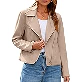 Glamaker Womens Faux Suede Jackets Long Sleeve Casual Cropped Zipper Biker Moto Jacket Fall Winter Outfits
