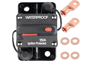 RVCAZON STETION 150 Amp Circuit Breaker Trolling with Manual Reset Car Marine Trolling Motors Boat ATV Manual Power Protect for Audio System Fuse 12V-48VDC Waterproof (150Amp)