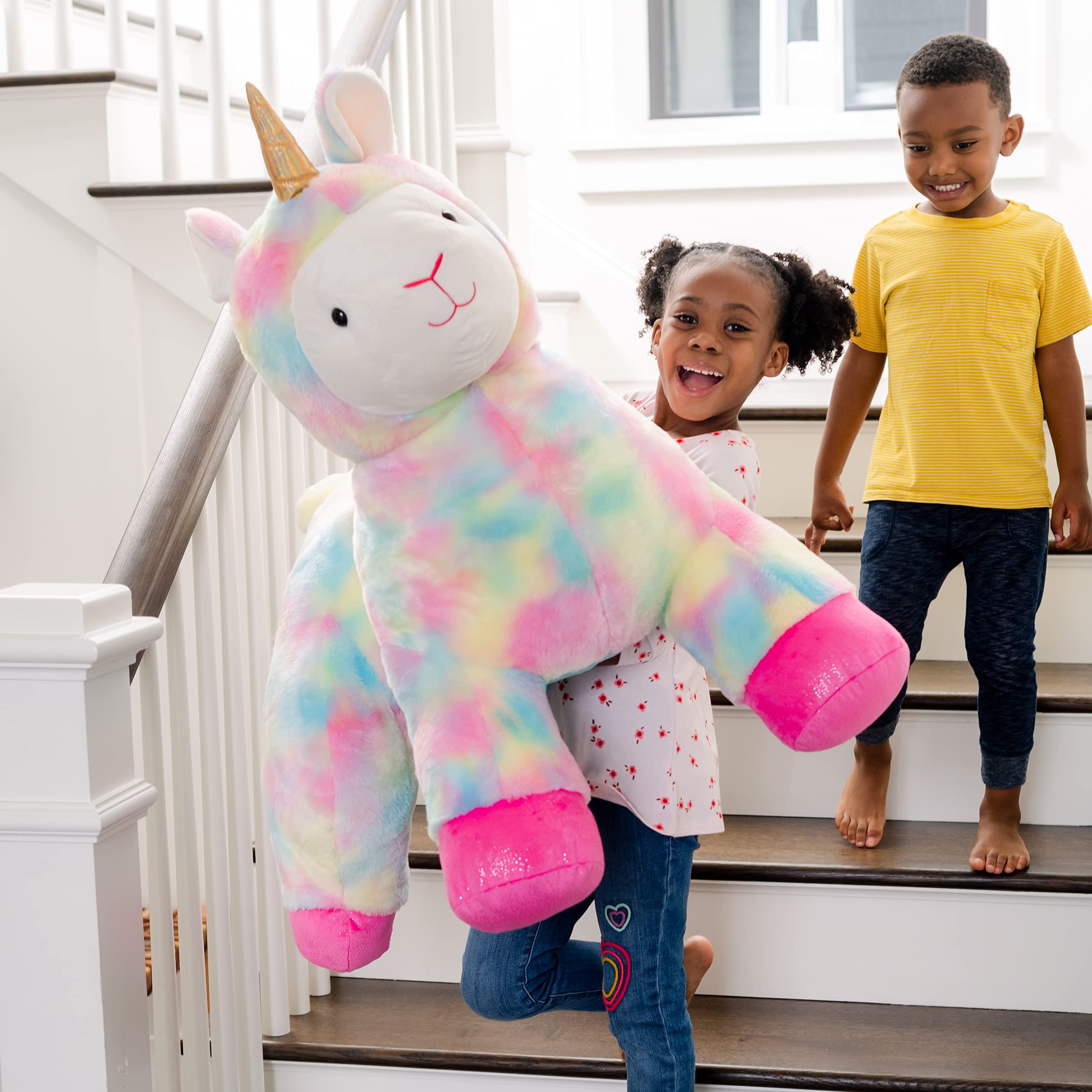 Animal Adventure | Sqoosh2Poof Giant, Cuddly, Ultra Soft Plush Stuffed Animal with Bonus Interactive Surprise - 44" Llamacorn Image