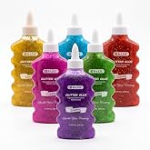 BAZIC Products Cosmic Glitter Glue, 6.76 Fl Oz, 6-Set | washable, 6.76 Fl Oz bottle of cosmic glitter glue, Glue and glitter in one, non-toxic, acid-free, no-run
