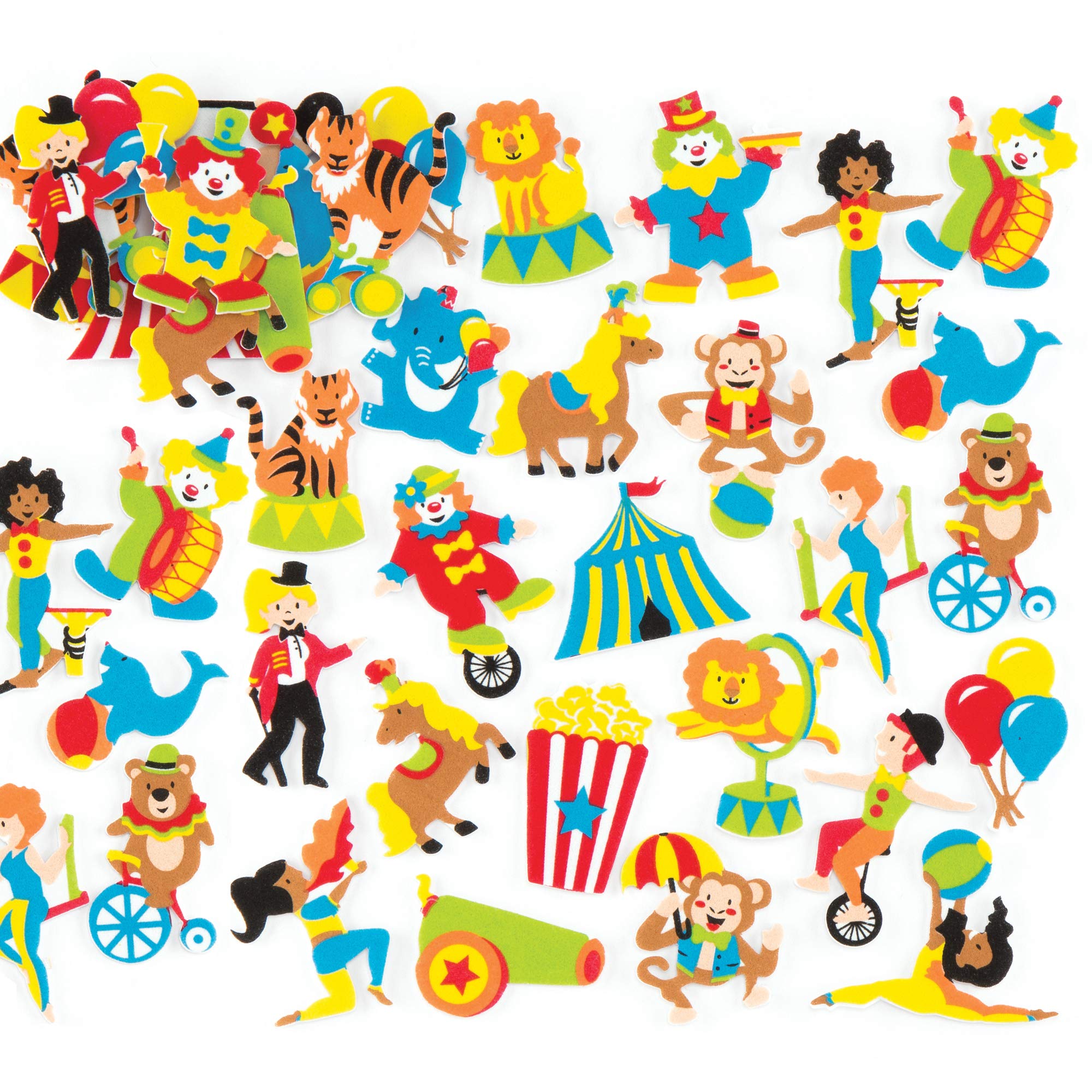 Baker Ross AR346 Circus Foam Stickers (Pack of 120) for Kids To Decorate, Arts, Crafts, Cards & Scrapbooking