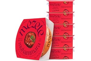 Mezete Shelf-Stable Dip & Spread | All-Natural Muhammara Snack Pack of 6 | Free from Preservatives | Roasted Red Peppers, Pomegranate Molasses & Spices | No Added Oil | 180g (Pack of 6)