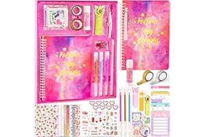 Golray DIY Journal Kit for Girls, Scrapbook Kit, Stationary Diary Supplies Set, Fun Cute Art Crafts Stuff for Tween Teenage Kids Toys Cool Birthday Gift for Girls Age 6 7 8 9 10 11 12 13 14 Year Old