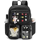 Prokva Ita Bag Pin Display Backpack with Insert, Kawaii Aesthetic Backpack with Laptop Sleeve for Cosplay and Concert, Black (Pins NOT Included, Patent Design)