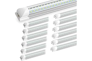 SHOPLED 8FT Shop Light 100W 15000LM 6500K | 12-Pack Linkable V-Shape Led Shop Light | Plug & Play T8 Tube Lights for Garage, Warehouse, Basement | Ultra Bright Energy-Saving Commercial Lighting ETL