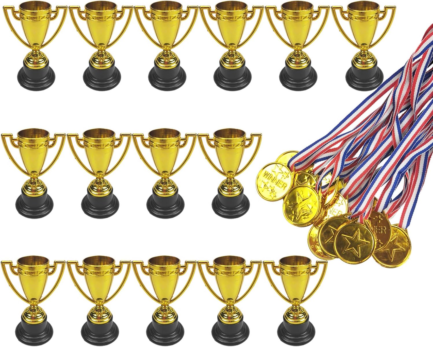 NEW 12 Pack Golden Cup 5" Plastic Trophy Trophies Awards For Party