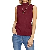 INKOFF Sleeveless Mock Neck Turtleneck Knit Tops Women Dressy Casual Sweater Vest Business Work Tank