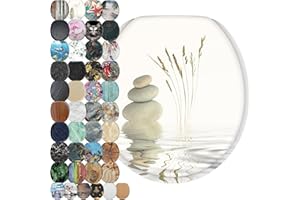 SANILO Wooden Toilet Seat with Soft Close [ROUND] - Decorative, Quiet & Slow Close Molded Wood Seat - With Strong Bumpers & Hinges - Adjustable Fit – Balance