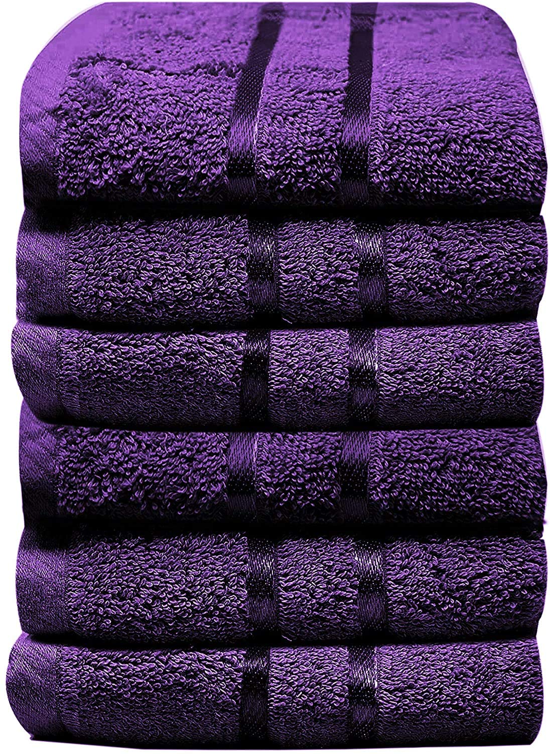 Towelogy® 600GSM Cotton Washcloths Multipack Quick Dry Flannels Face Towels Hotel Spa Bathroom Make Up Remover Cloths 30x30cm (Purple Eggplant, Pack Of 12)
