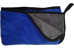 SOFTBATFY Large Thick Car Drying Microfiber Towel 800GSM Automotive No Scratch Lint Free Drying Cloth for Entire Vehicle (36 x 24inches,Grey-Blue,1pack)