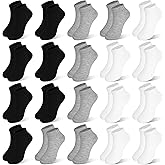 ZERULETS Kids Socks, 20 Pairs Ankle Low Cut Short Athletic Socks for Boys Girls Toddler 1-13 Years