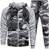 MANLUODANNI Mens Sweatsuits 2 Piece Hoodie Tracksuit Casual Comfy Camo Suits for Men