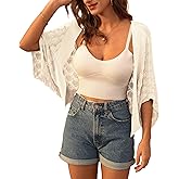 GRACE KARIN Womens Crochet Summer Cardigan Shrug 2025 Lightweight Open Front Hollow-out Batwing Cardigan Sweater Outwear