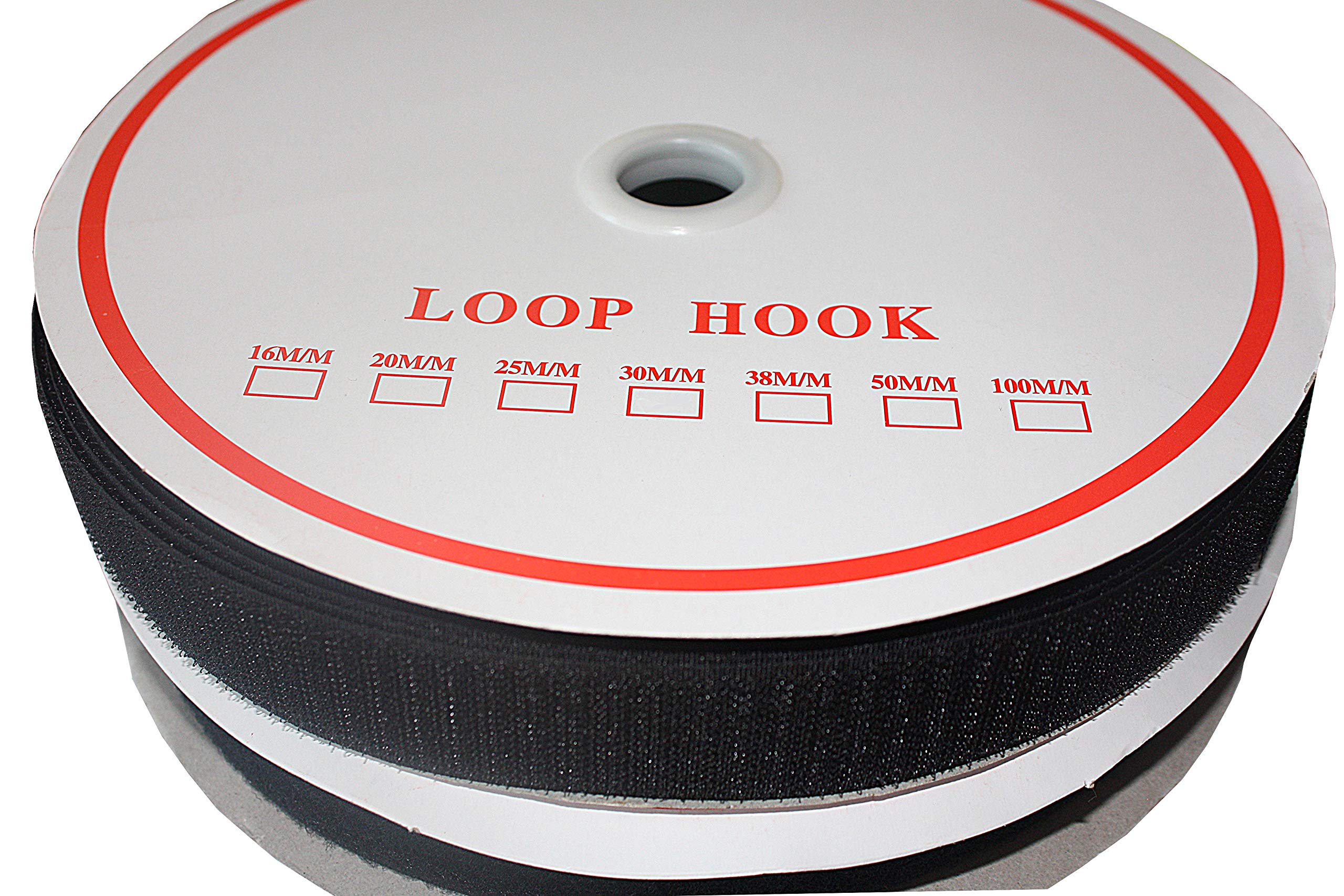 tukan-tex-de DIY Wide Sew On Tape 50 Metres, 20 mm Wide (Black, 25 Metres of Fleece & 25 Metre Hook)