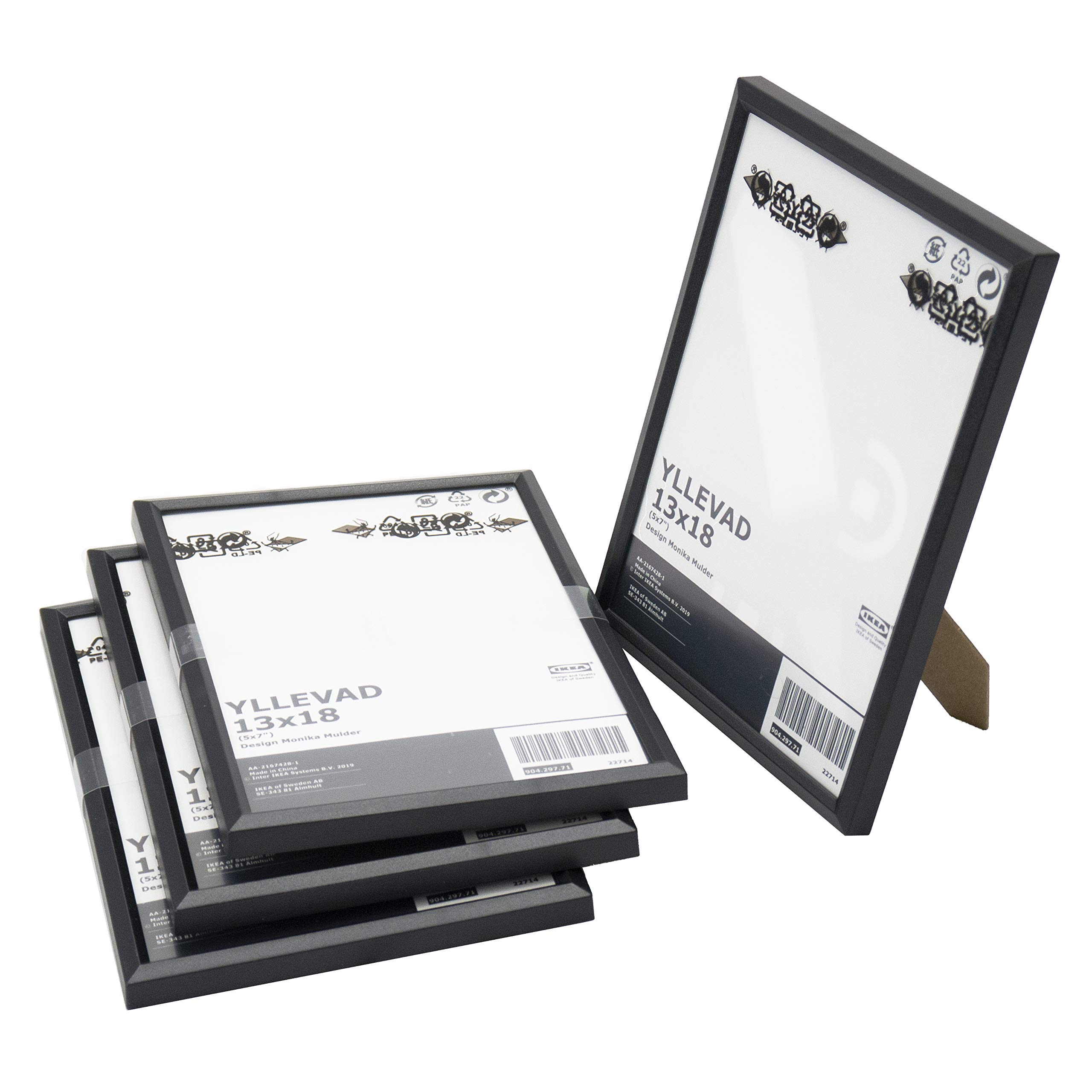 Ikea YLLEVAD Black 13x18 Centimetres (5x7") Basic Photo Frames, Plastic & Paperboard - Set of 4