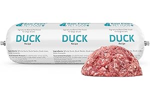 Raw Paws Signature Blend Pet Food for Dogs & Cats - Duck Recipe, 3-lb Rolls (6 Pack) - Fresh Pet Food Made in USA - Natural Rolls - Raw Frozen Duck Dog Food - Raw Dog & Cat Food