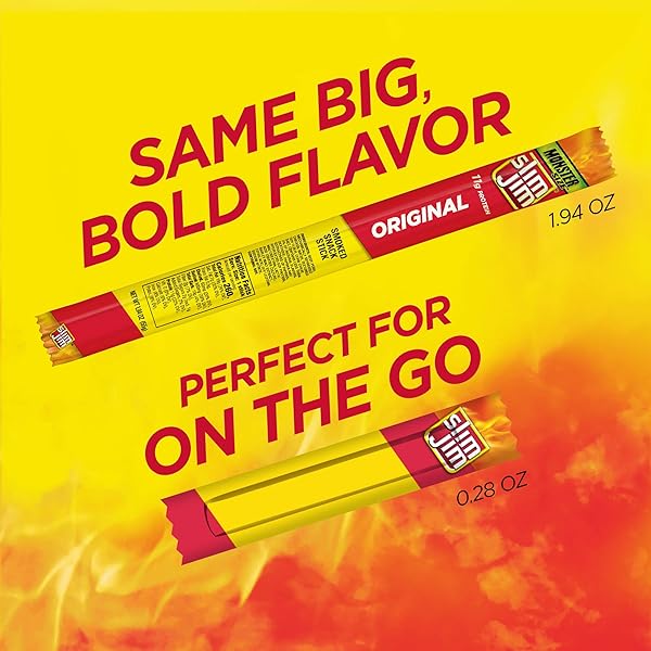 SLIM JIM SMOKED MEAT STICKS, ORIGINAL FLAVOR, 6G PROTEIN PER SERVING, SNACK SIZE, 0.28 OZ. (14 COUNT)