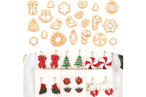 Puocaon Christmas Polymer Clay Cutters - 21 Pcs Christmas Wreath Polymer Clay Cutters for Jewelry Earrings Xmas Tree Bow Orna