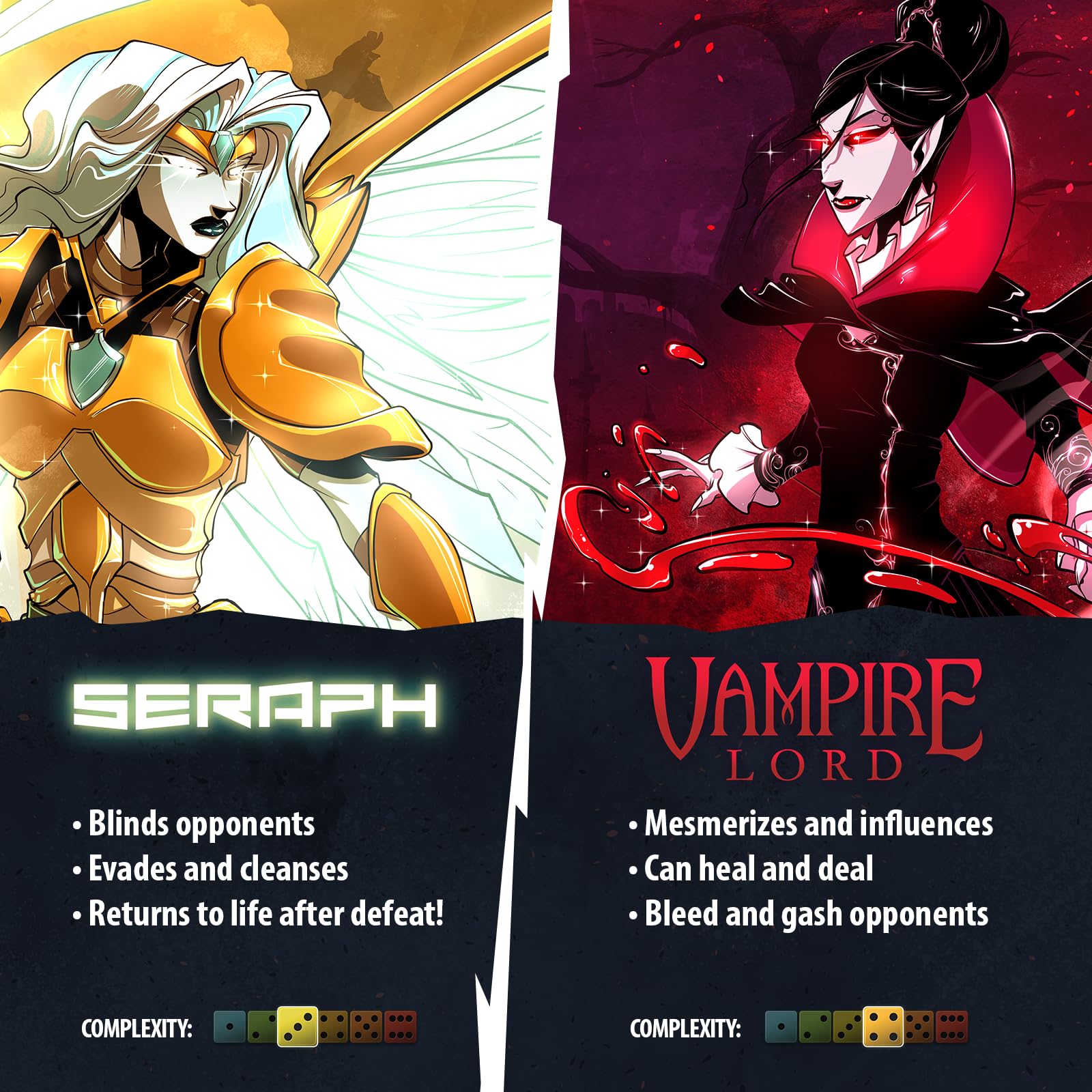 Dice Throne - Two Hero Box - Seraph v Vampire Lord - Fast Playing Collectible Tabletop Game