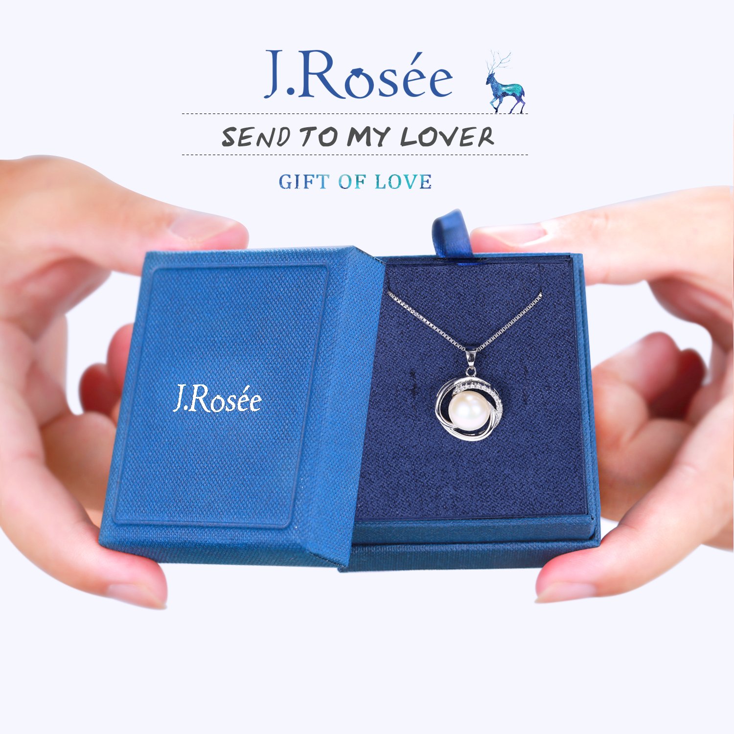 J.Rosée Kette Damen, Halskette Anhänger 925er Silber Zirkonia Süßwasserzuchtperle Venus Venezianerkette Geburtstag Geschenk für Frauen Mädchen Freundin Mutter Tochter