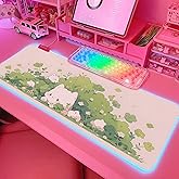 JMIYAV Pink RGB Gaming Mouse Pad 31.5x12 Inch PC XL Large Extended Glowing Led Light Up Desk Pad Non-Slip Rubber Base Computer Cute Mousepad Mat Desk Accessories Gaming Setup 590