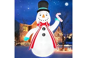 LOVTILAK 7 FT Christmas Inflatables Giant Snowman Outdoor Decorations, Blow up Snow Man Holding Candy Stick Yard Decor Built-in Bright LEDs Holiday for Garden Patio Lawn Party Xmas Gifts