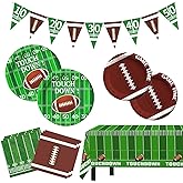 Football Party Decorations, Football Party Supplies Set with Plates, Napkins, Banner and Tablecloth, Football Birthday Party Favors Decor Kit Serve 25