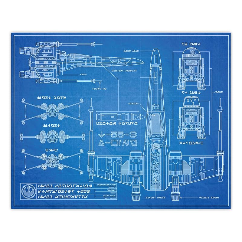 Amazon.com: Star Wars X-Wing Fighter - Blueprint Style Print - 8x10