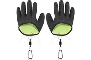 Lyreh Fishing Gloves with Magnet Release, Professional Catch Fish Handling Gloves with Magnetic Hooks Anti-Slip & Puncture Re