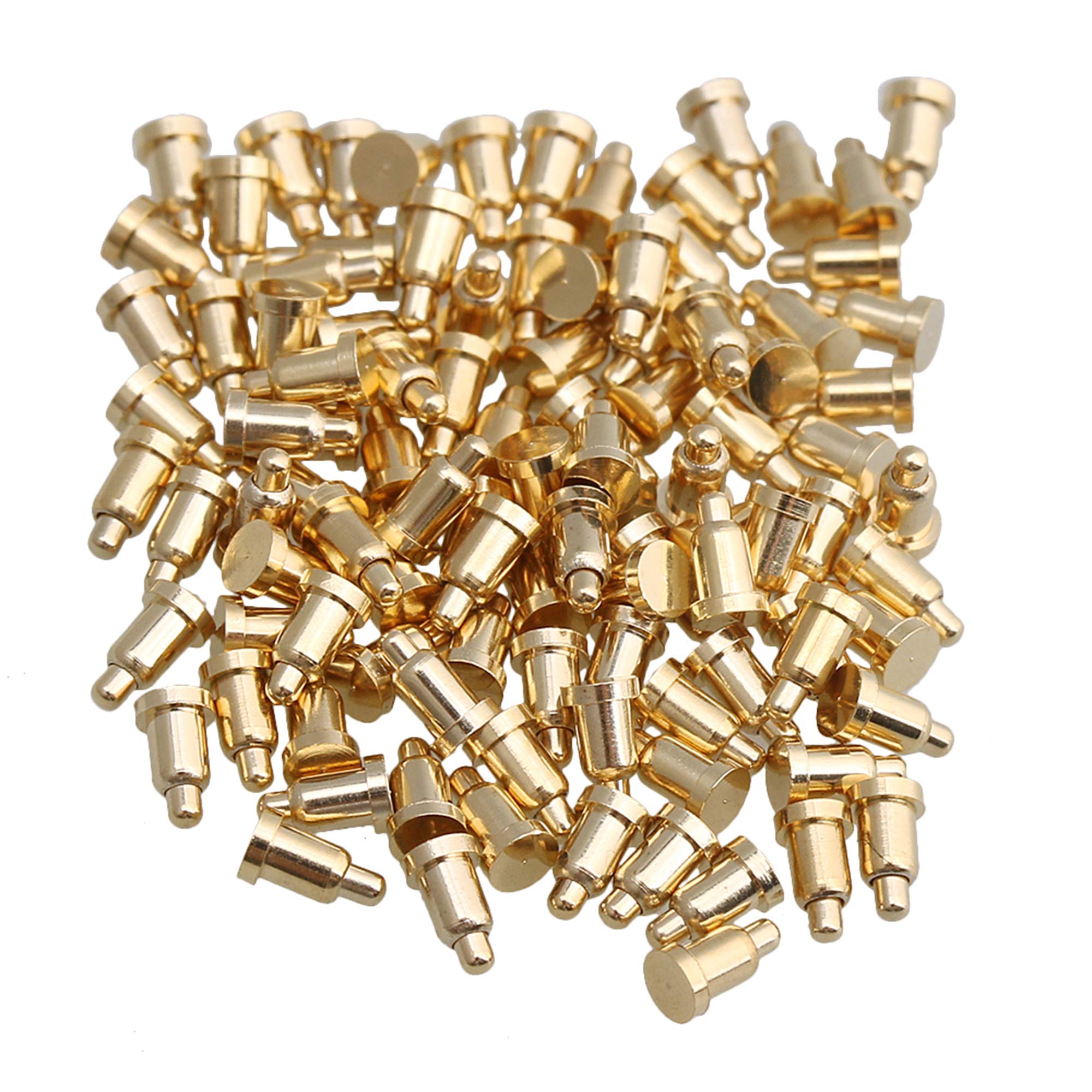 Yibuy 100pcs 2mm Dia 3.5mm Height Gold Plating Current Copper Pins Probe