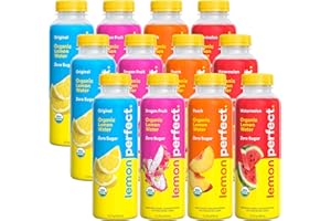 Lemon Perfect 4-Flavor Variety Pack, Hydrating Flavored Lemon Water, Zero Sugar, Delicious and Refreshing, Organic, 15.2 fl oz Bottles (12-Pack)
