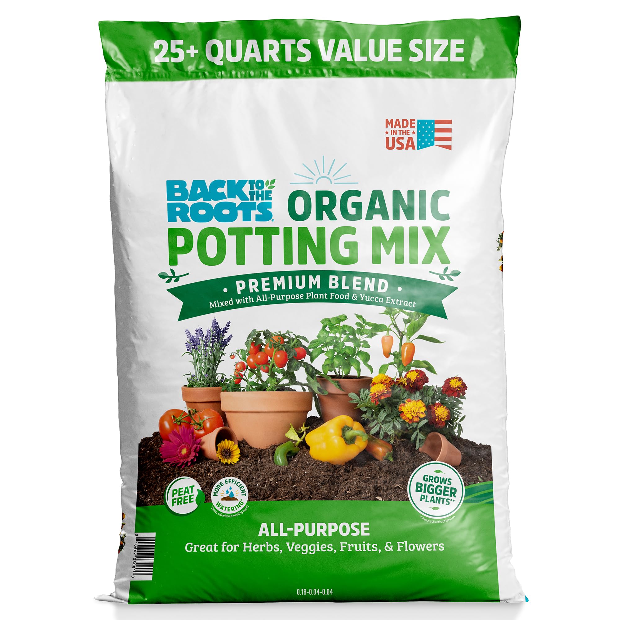 Back to the Roots 25.7qt (1 Cubic ft) All Purpose Premium Blend Organic Potting Mix