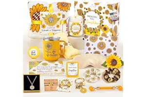 ANDLANE 18Pcs Sunflower Gifts for Women - Unique Gift Basket Set - Birthday Gifts for Women, Best Friend, or Sister - Sunshine Box Care Package, Get Well Soon, Thinking of You, Friendship Basket