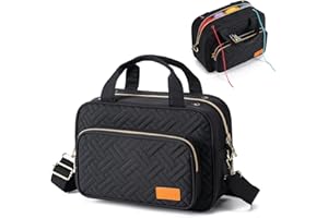 Mecozone Crochet Bag for Crochet Accessories, Yarn Bag Crocheting Yarn Project Bag for Womens & Girls On the Go, Crochet Gifts for Crocheters, Black