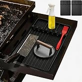 2 PCS Silicone Griddle Tools Mat for Blackstone,Grill BBQ Caddy Utensils Holder for Kitchen,Cooking &amp; Countertop,Large Spatula Mat with Drip Pad,Griddle Accessories for Blackstone (Black 2pcs)