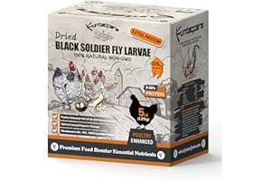 FUNTACFARM 5LB Premium Dried Black Soldier Fly Larvae - Non-GMO BSFL Insect Chicken Feed with 50%+ Protein, Superior to Meal Worms for Wild Birds & Chicken Treats for Laying Hens, Grubs with More Calcium