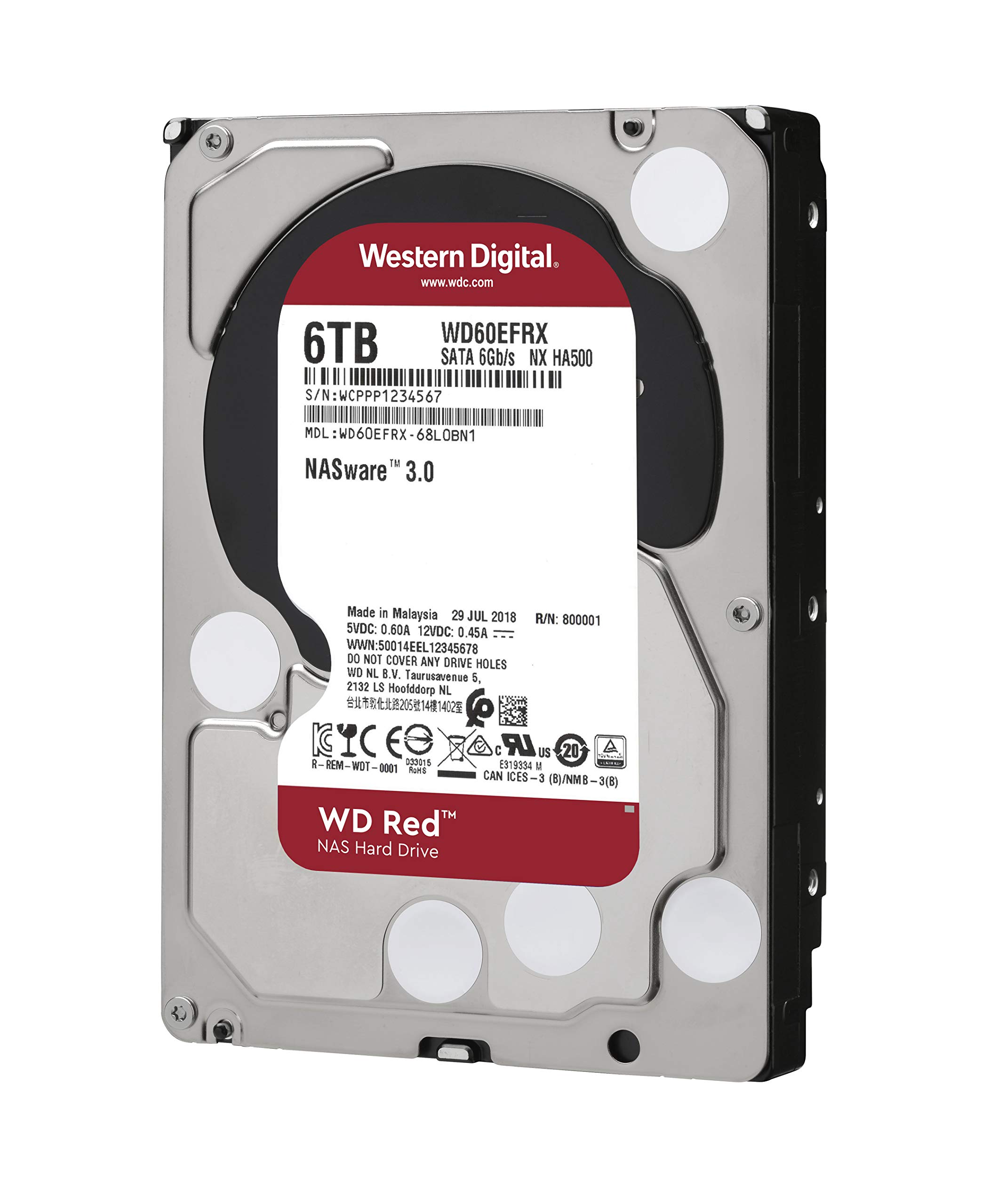 WD Red 6TB NAS Hard Drive 5400 RPM Class, SATA 6 Gb/s, 64 MB Cache, 3.5