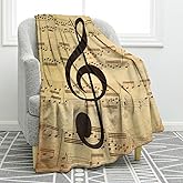 Jekeno Music Note Gifts Blanket for Women Men Musicians Birthday Christmas Festival Day Retro Musical Print Presents Decor Home Bedroom Living Room Sofa Couch Soft Plush Throw for Kids Adults 50"x60"