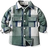 BACKID Boys Girls Plaid Flannel Shirts Jacket Toddler Long Sleeve Button Down Shacket Kids Spring Outwear Clothes Tops