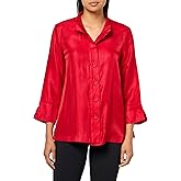 Multiples Womens Turn-up Cuff Three Quarters Sleeves Wire Collar Button Front Shirt