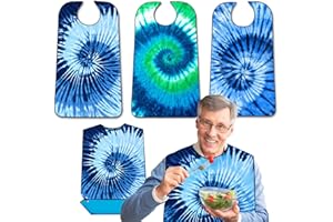 EPOBOB 3 Pack Adult Bibs with Crumb Catcher, Washable and Adjustable Adult Bibs for Men Elderly Seniors, Bibs for Eating