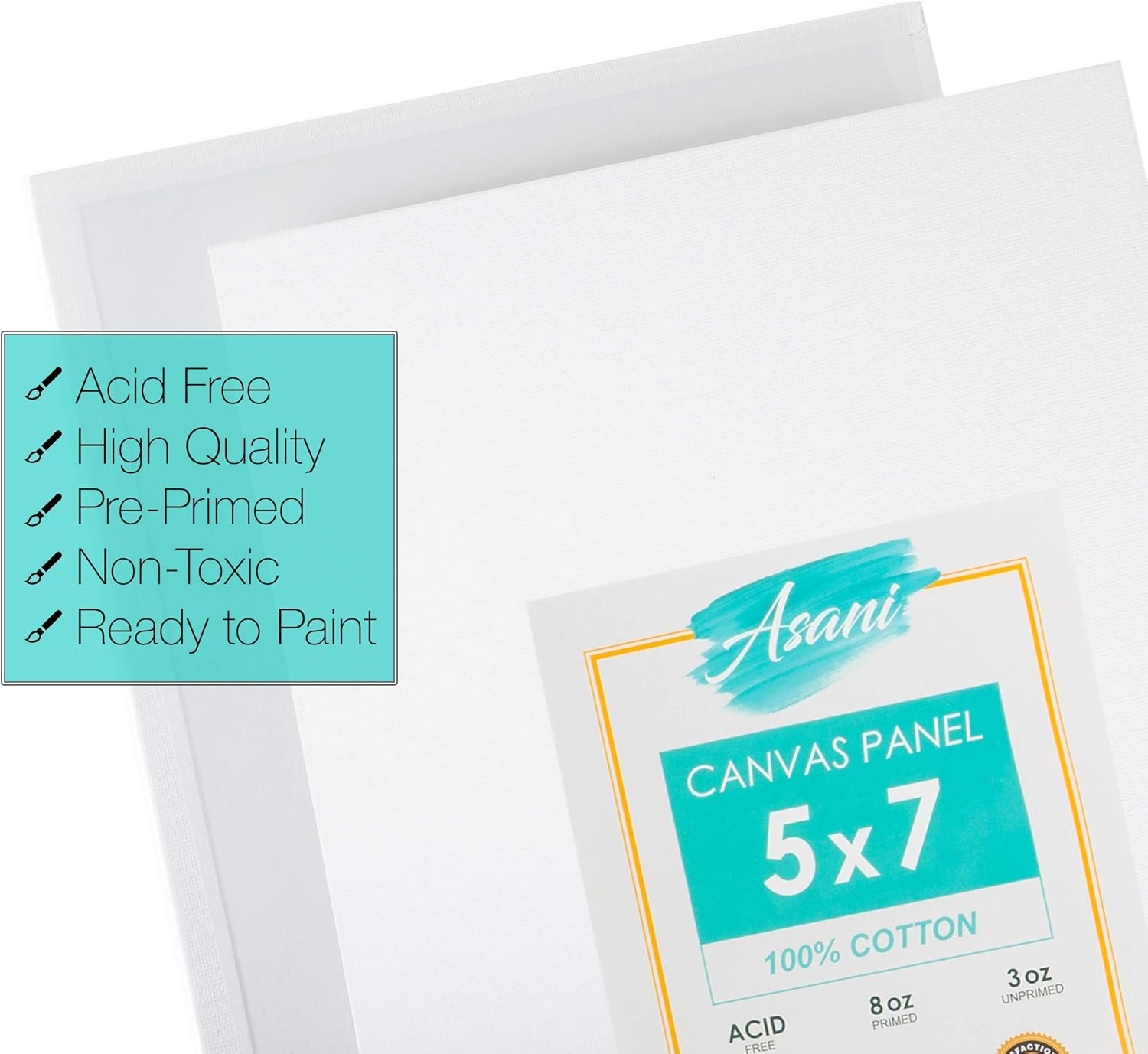 Pre-primed Painting Canvas Panels, 28 Boards Multi-Pack, 5 x 7, 8 x 10, 9 x 12, and 11 x 14, White Cotton Canvases for Acrylic, Oil, Gouache, Tempera Paint, Art Gift for Kids, Adults, Beginners